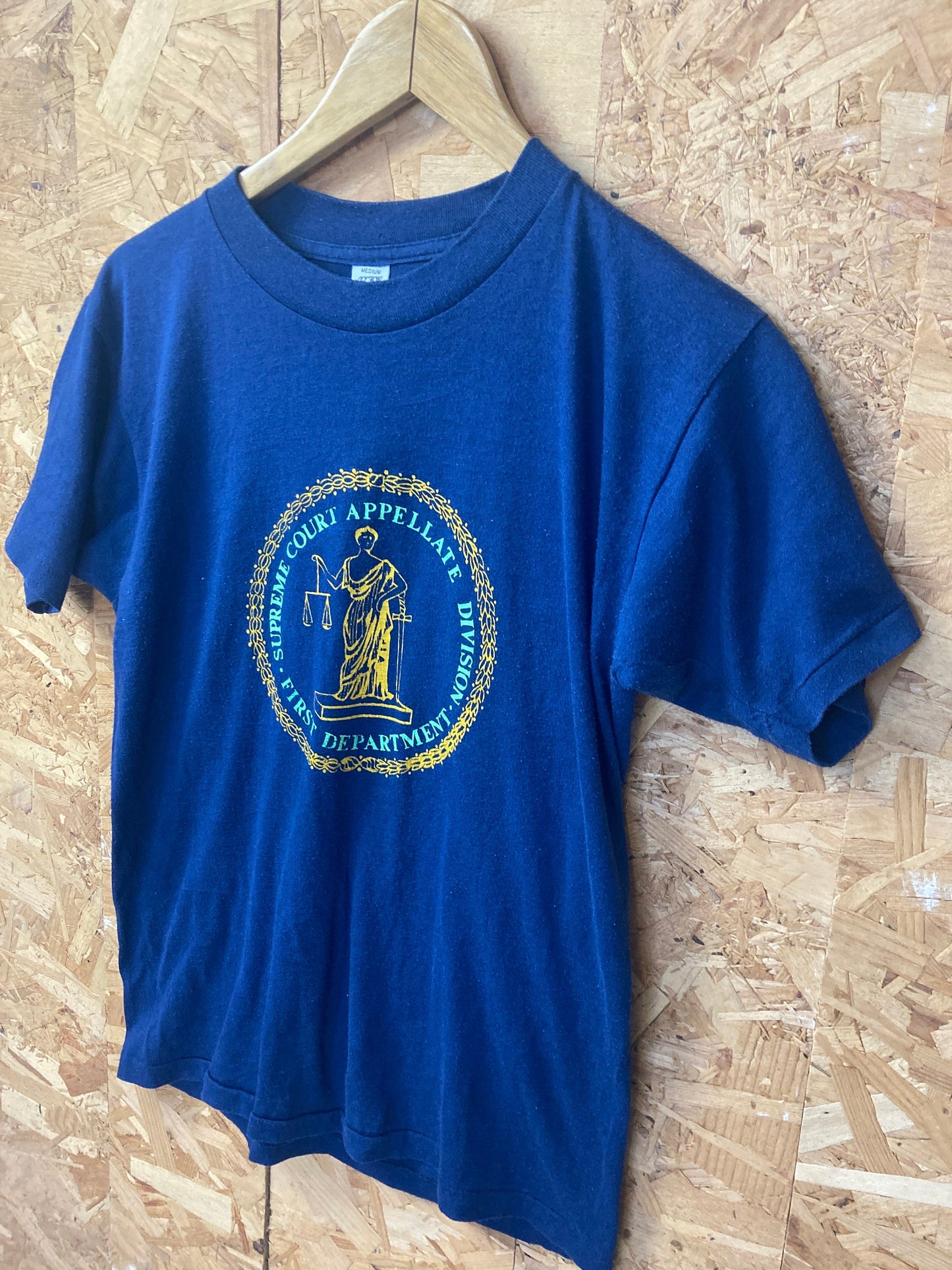 Vintage 80s Speedy justice US justice department single stitch souvenir navy blue t-shirt size medium