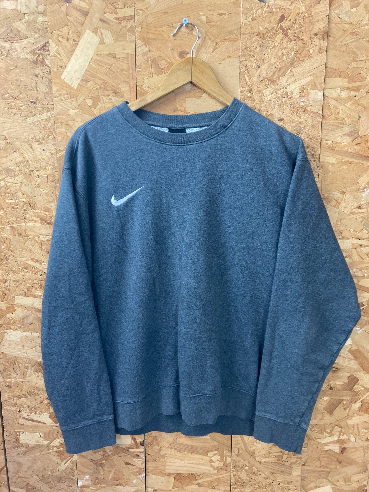 Vintage Y2K Nike grey minimal white swoosh crew neck sweater size XL oversized