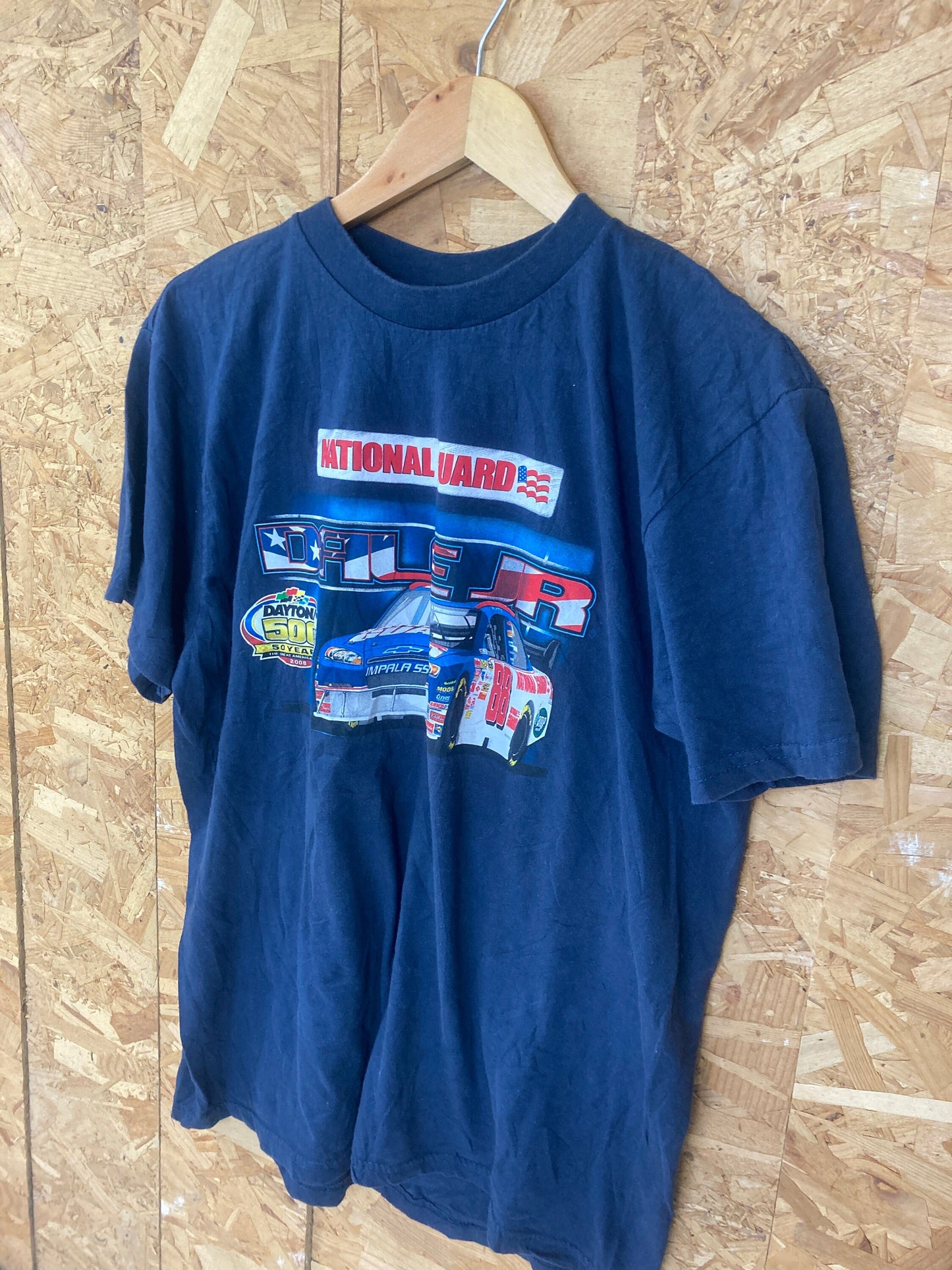 Vintage 90s NASCAR Dale Earnhardt Jr nationall guard faded navy blue souvenir t-shirt size large