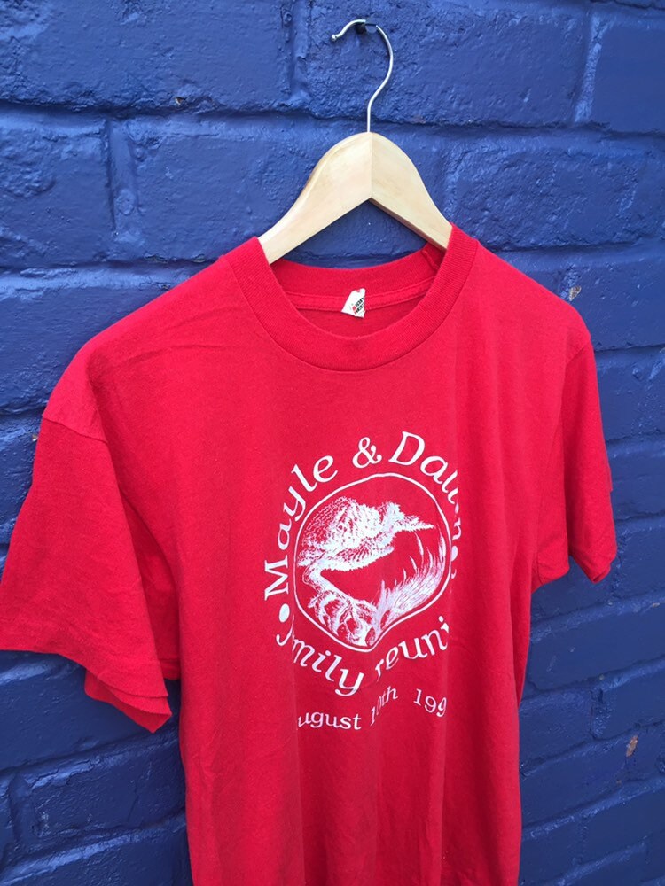 Vintage 90s Mayle & Dalton Family reunion 91’ USA funny quirky red t-shirt size large