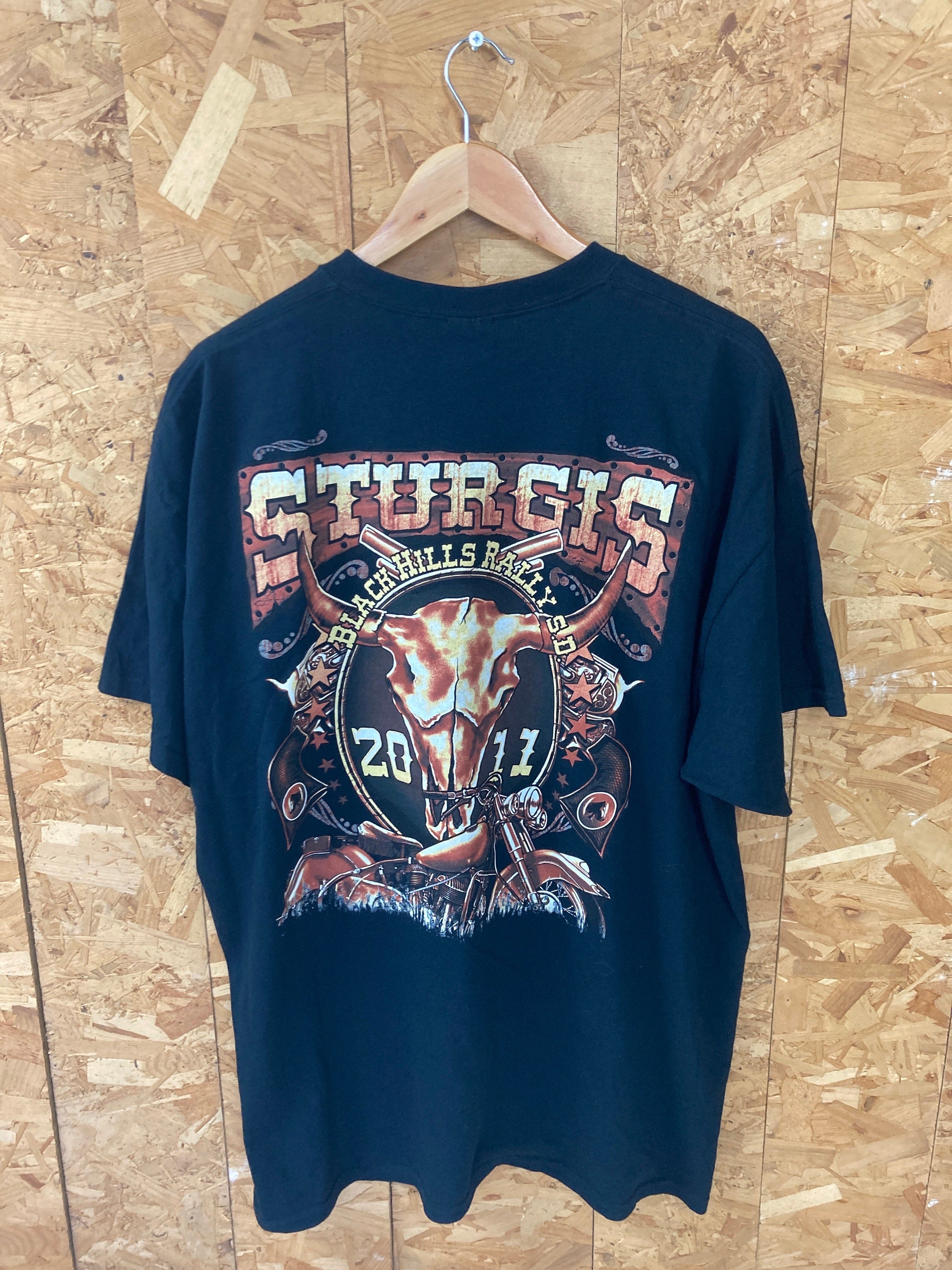 Vintage 00s Sturgis Blackhills Rally metal biker gang t shirt size XXL