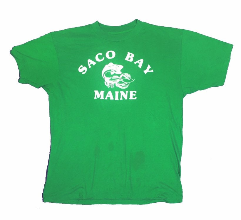 Vintage 90s Saco Bay Maine USA souvenir green t shirt size XL