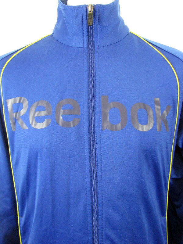 Reebok 90s Blue & Yellow Vintage Tracksuit Top Retro Jacket zip top size medium