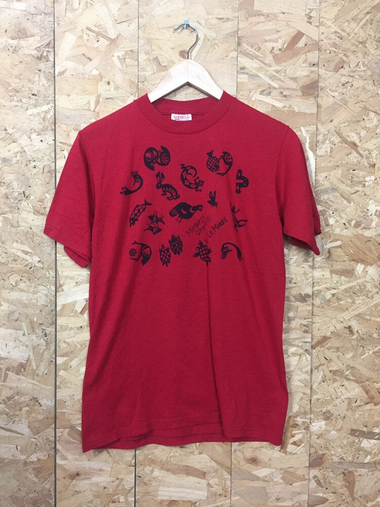 Vintage 90s red Mimbers Graffiti by LeMarbe USA souvenir t-shirt size medium