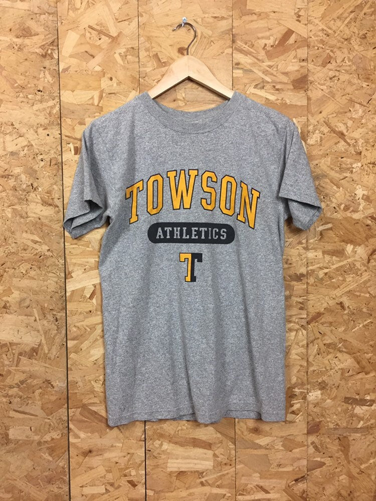 Vintage 90s Towson university Maryland USA souvenir college varsity grey marl t-shirt size small