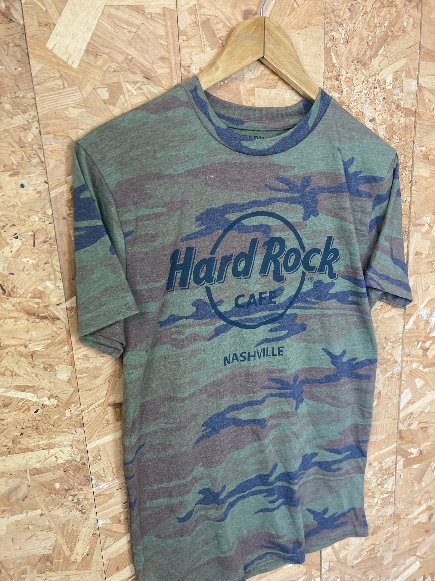 Vintage 90 Hard Rock Cafe Nashville camouflage green souvenir t-shirt size small