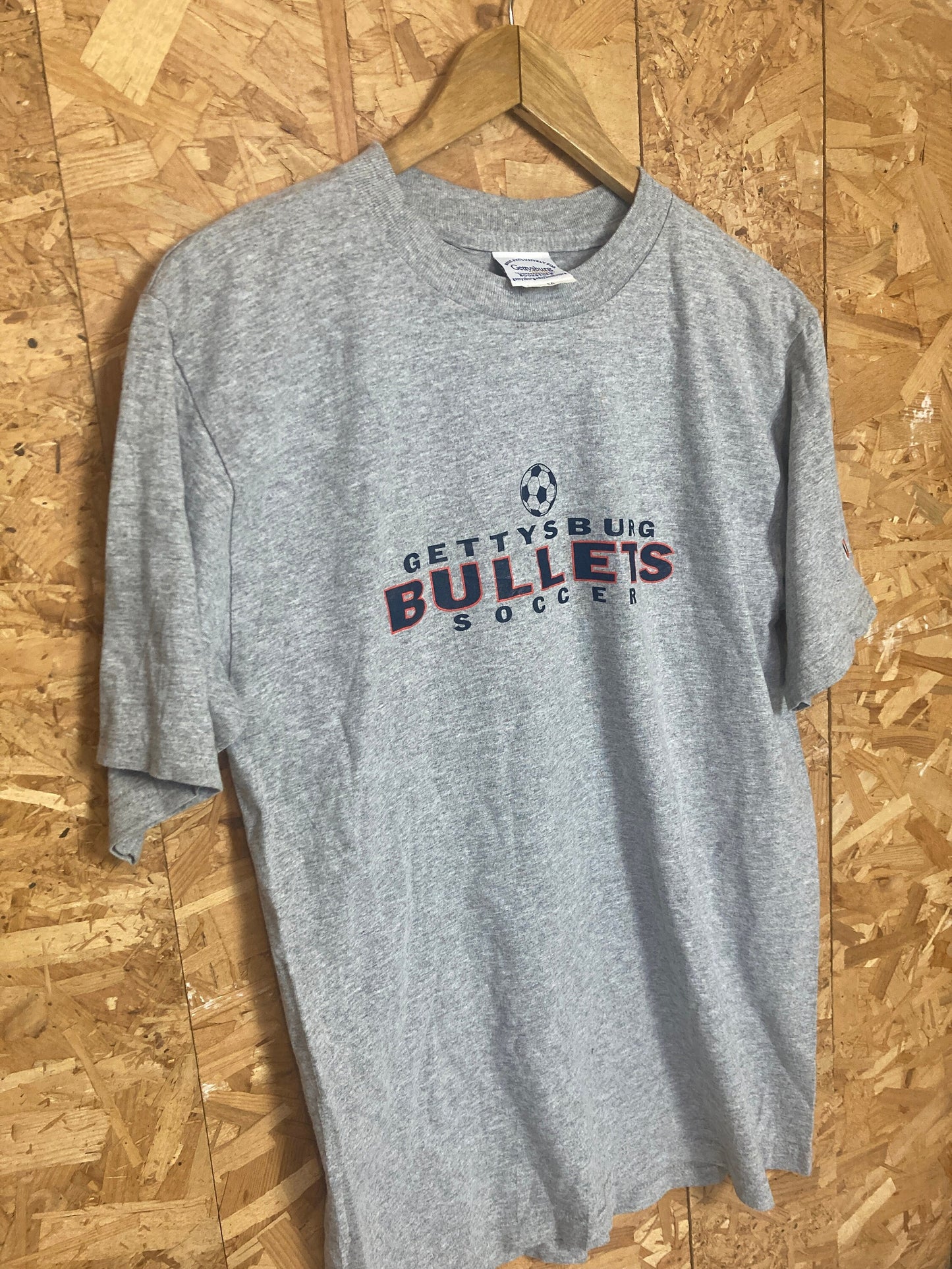 Vintage Y2K Gettysburg Bullets Soccer USA souvenir grey marl t-shirt size medium