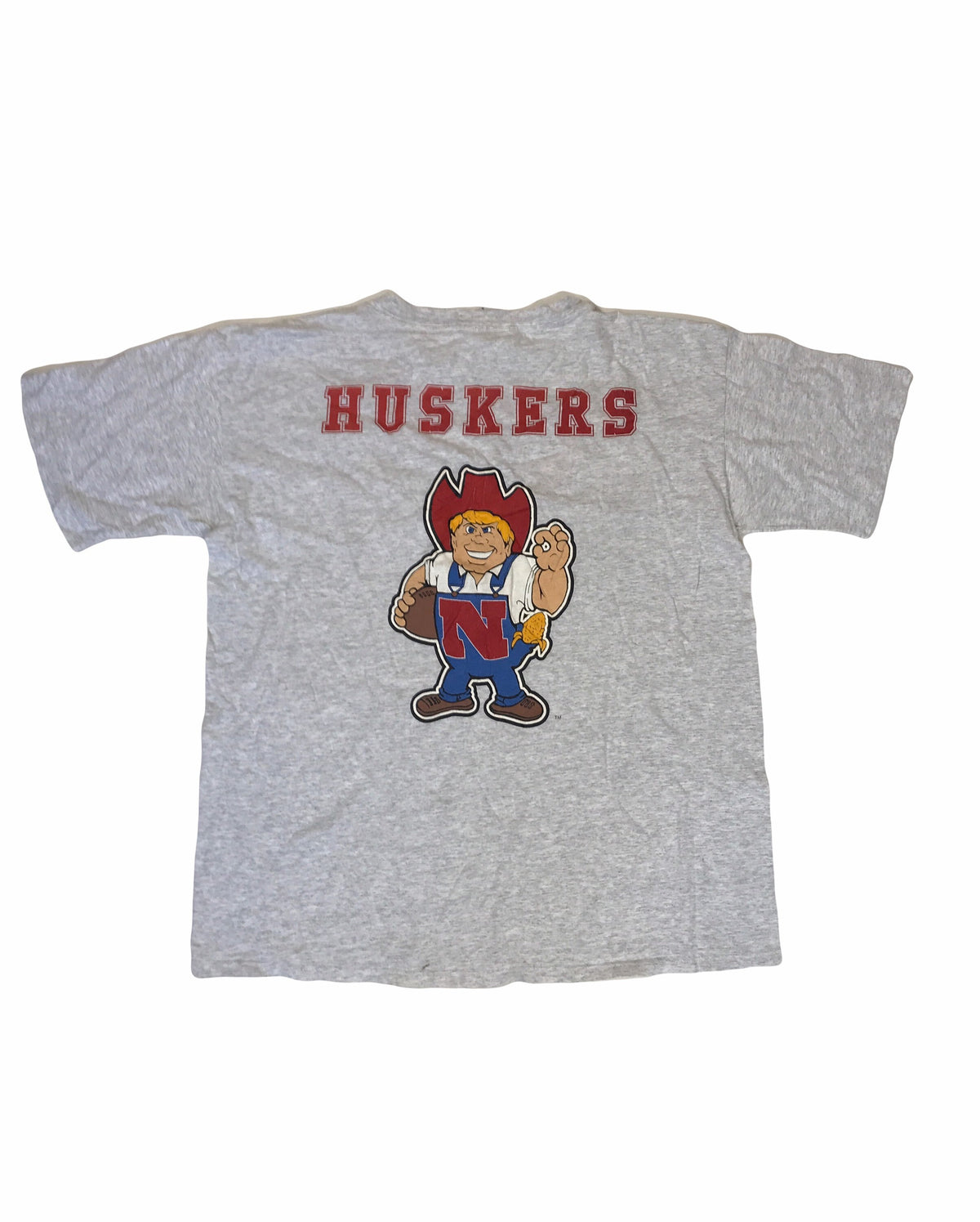 Vintage 90s Nebraska Huskers USA souvenir college football varsity heavy duty grey marl t shirt size XL