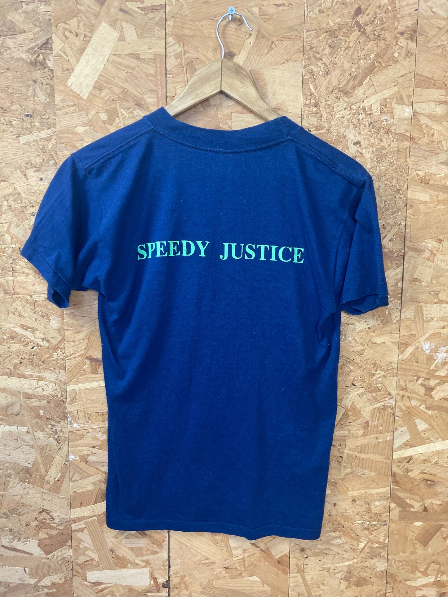 Vintage 80s Speedy justice US justice department single stitch souvenir navy blue t-shirt size medium