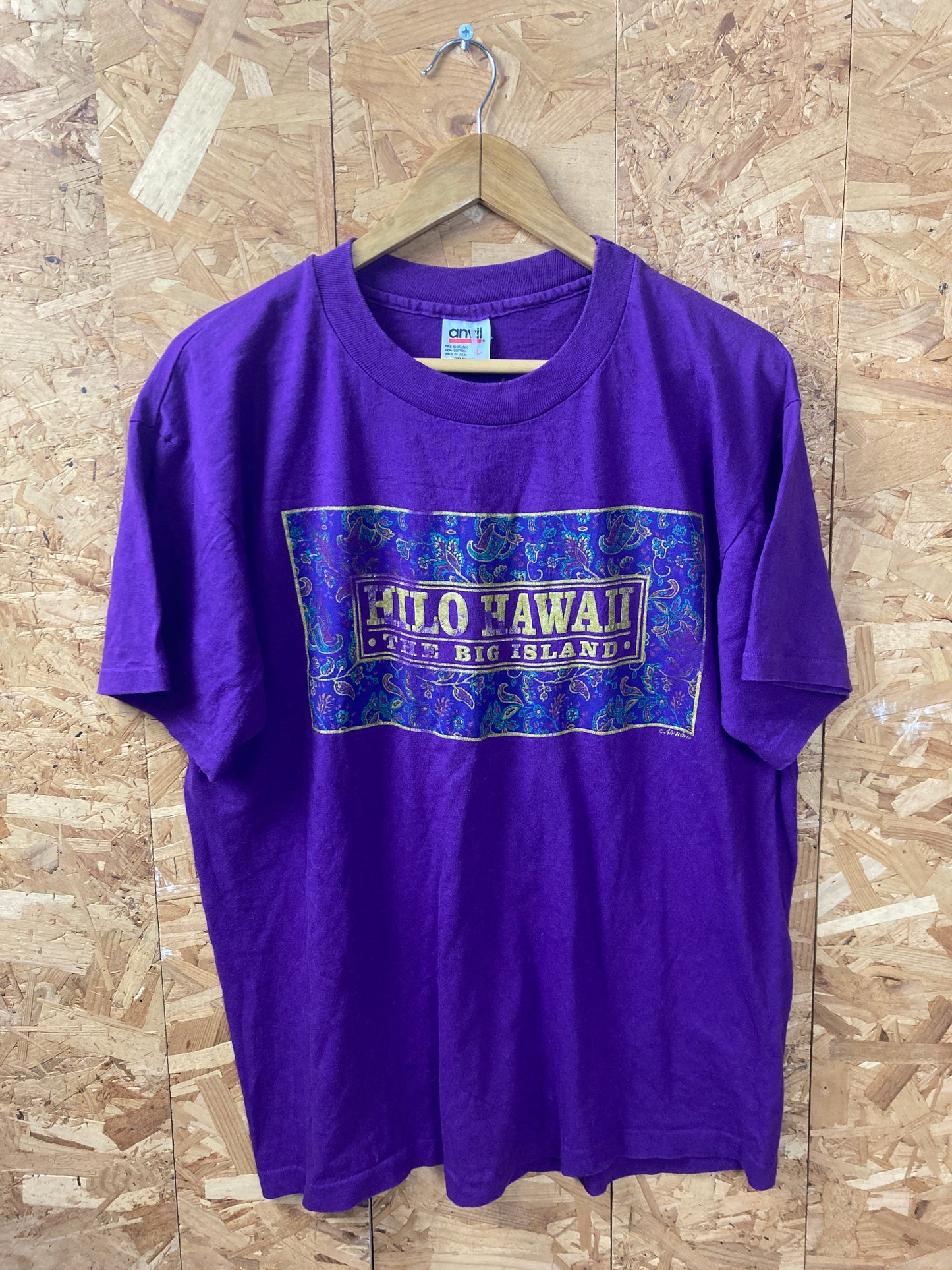 Vintage 90 purple Hilo Hawaii USA single stitch souvenir t-shirt size large