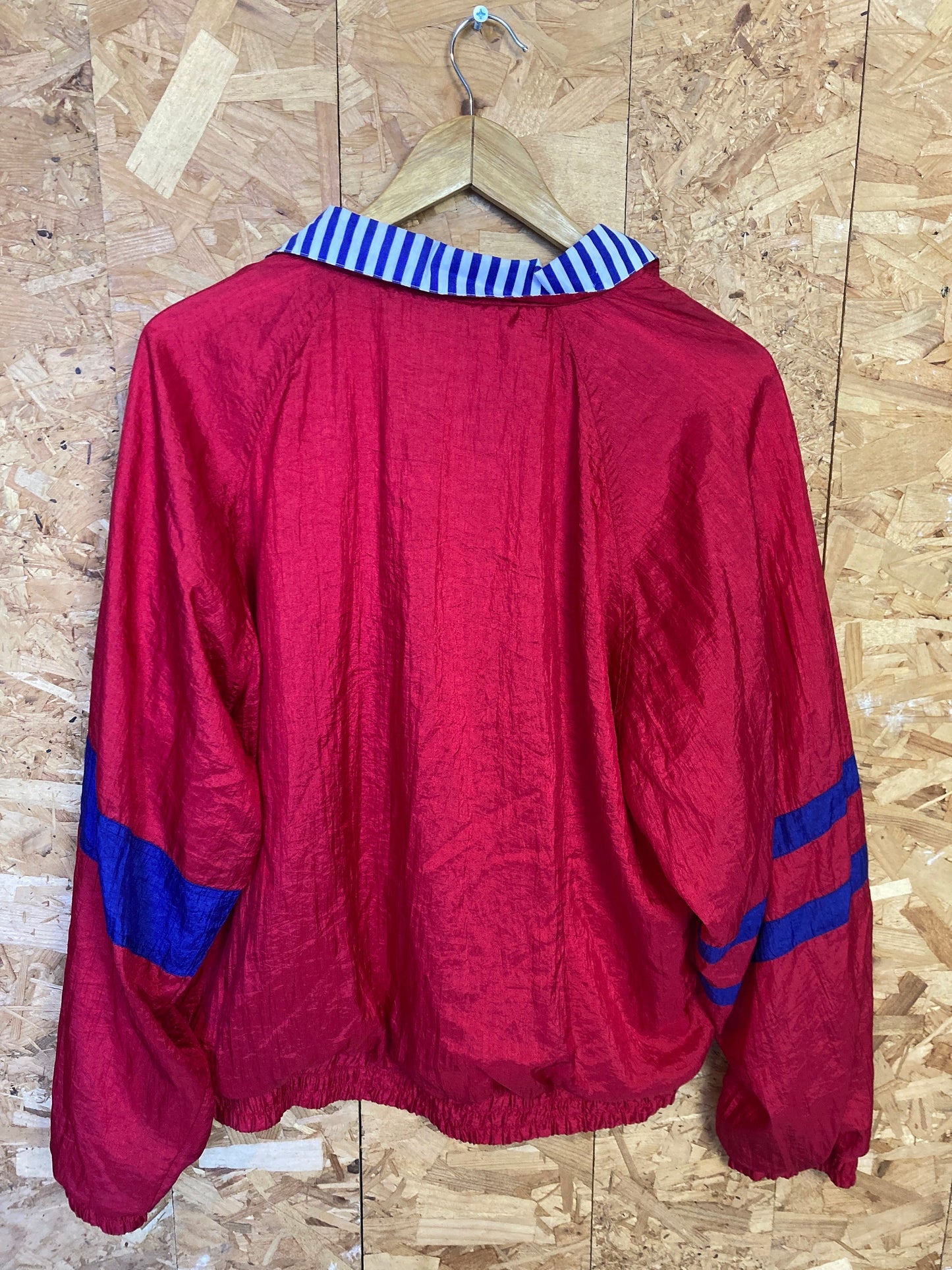 Vintage 90s red blue quirky nautical style shell track jacket windbreaker size large