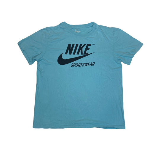 Vintage Y2K Nike light blue black logo t-shirt size medium