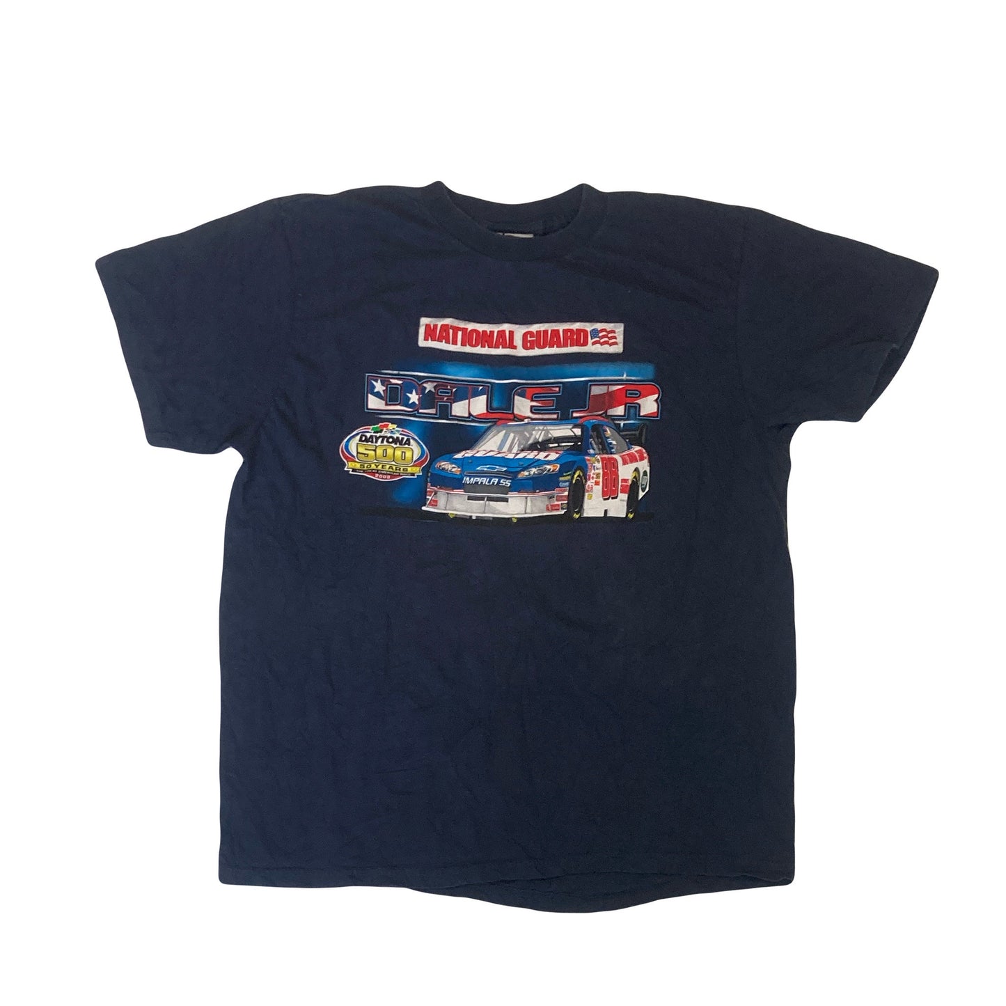 Vintage 90s NASCAR Dale Earnhardt Jr nationall guard faded navy blue souvenir t-shirt size large