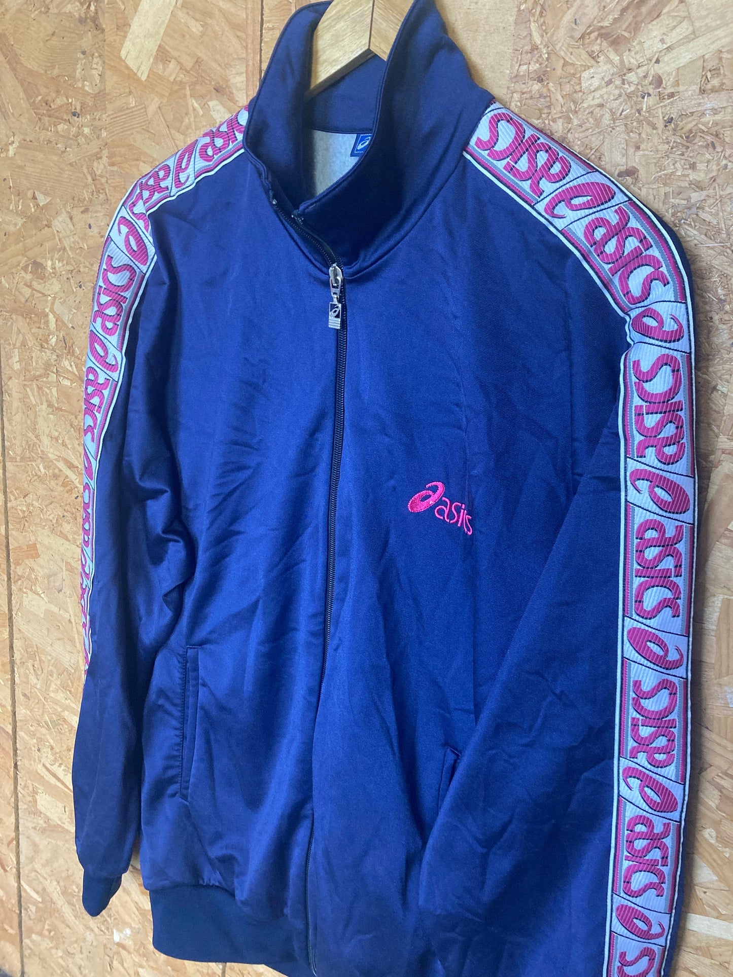 Vintage 90s ASICS blue navy pink gym  track top and trousers set size Large