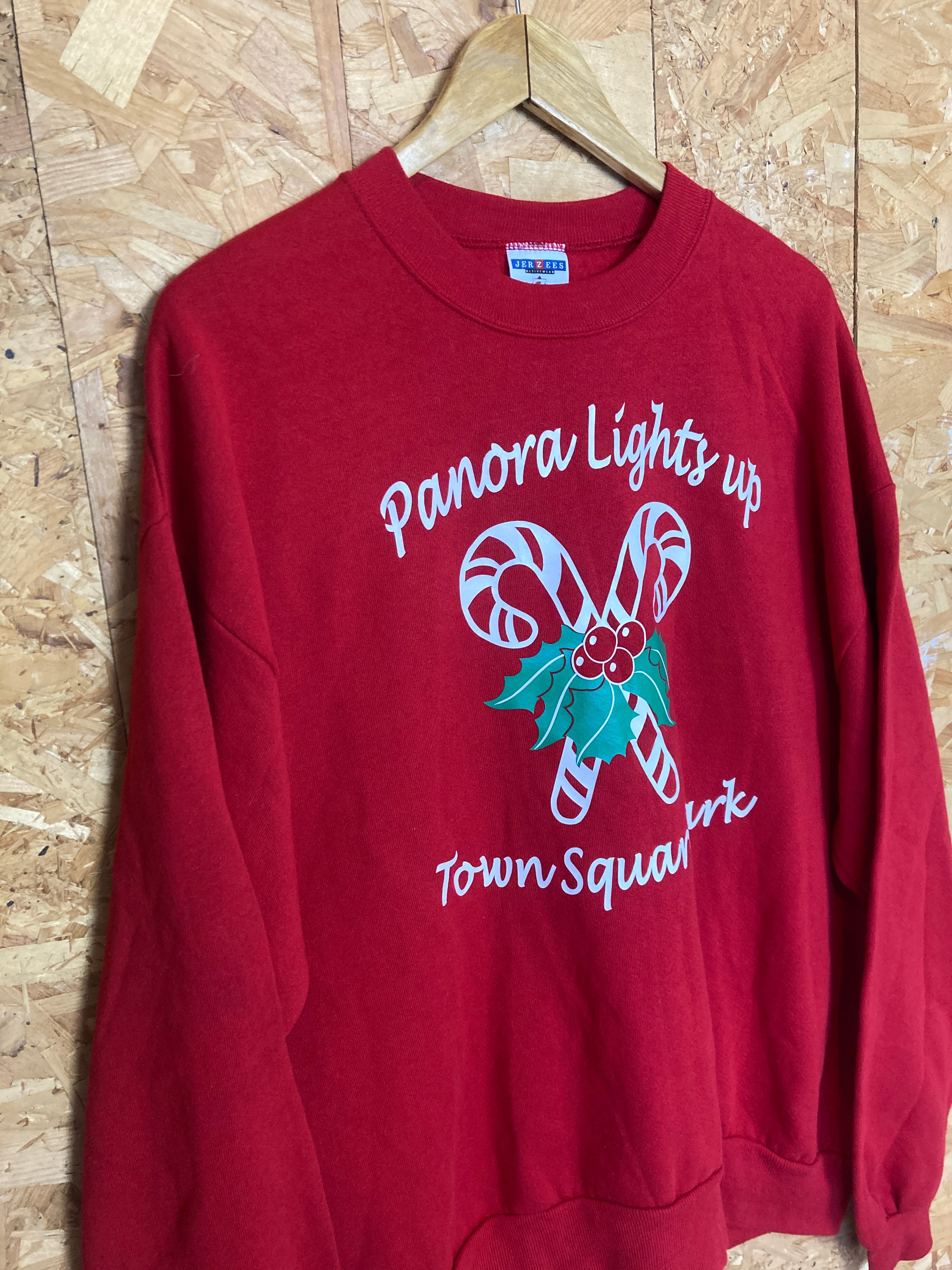 Vintage 90s red Panora lights up USA Christmas crew neck sweater size XL