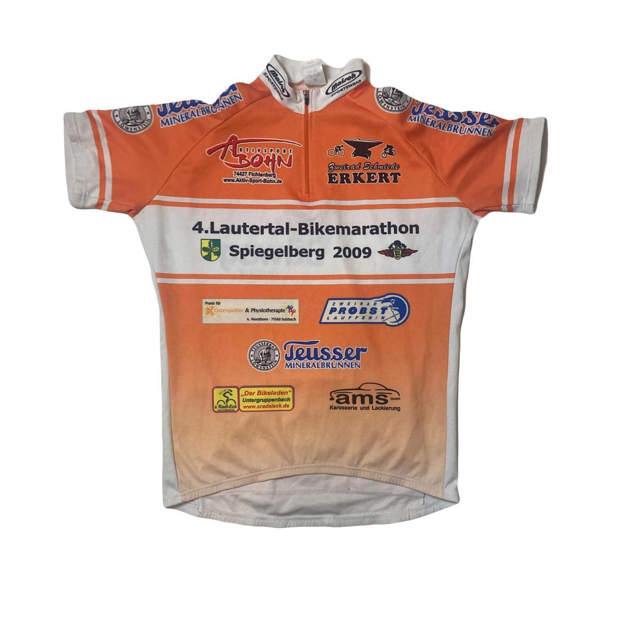 Vintage Lautertal Bikemarathon Germany souvenir Tour de France style cycle jersey orange white blue size medium