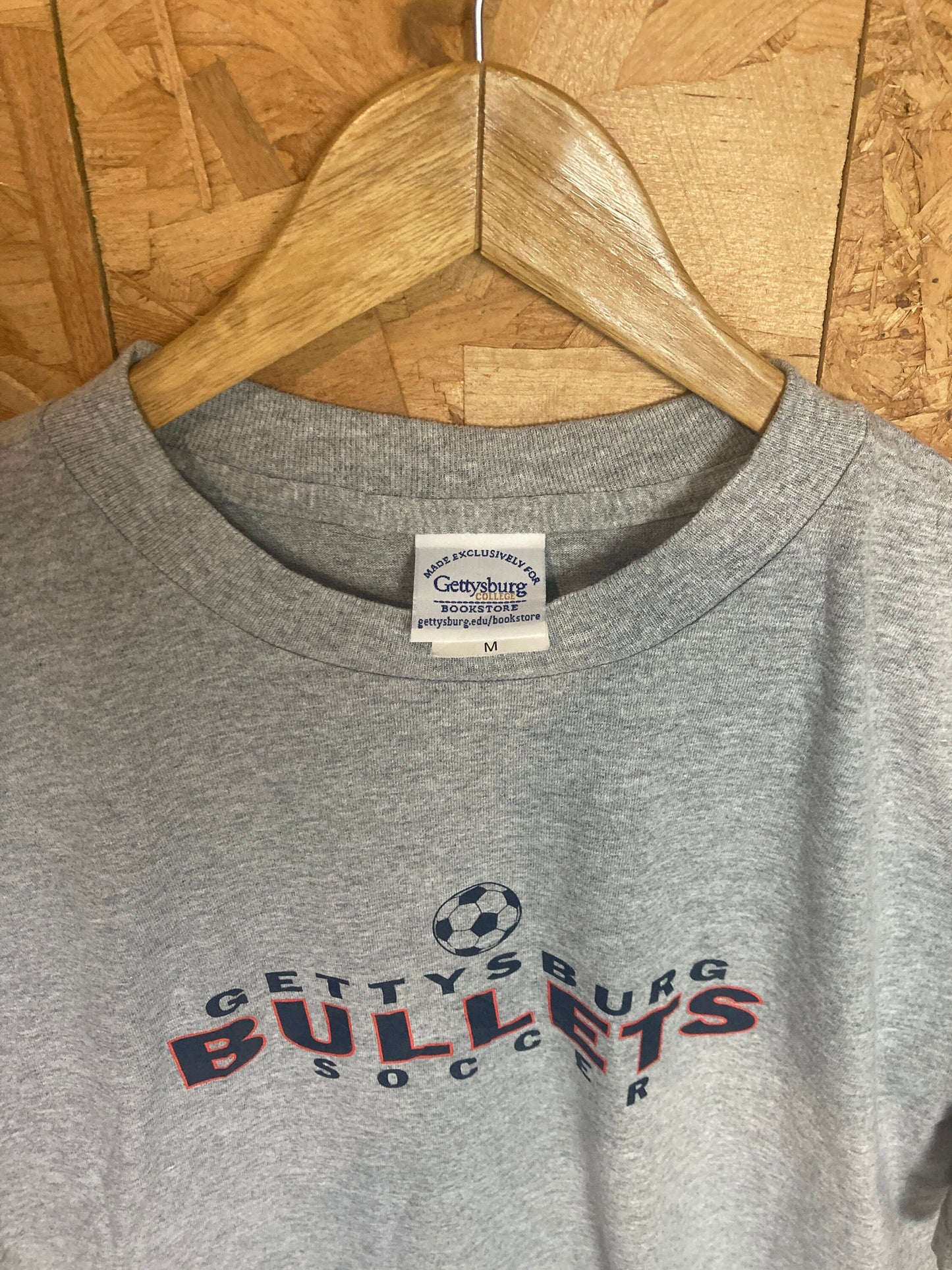 Vintage Y2K Gettysburg Bullets Soccer USA souvenir grey marl t-shirt size medium