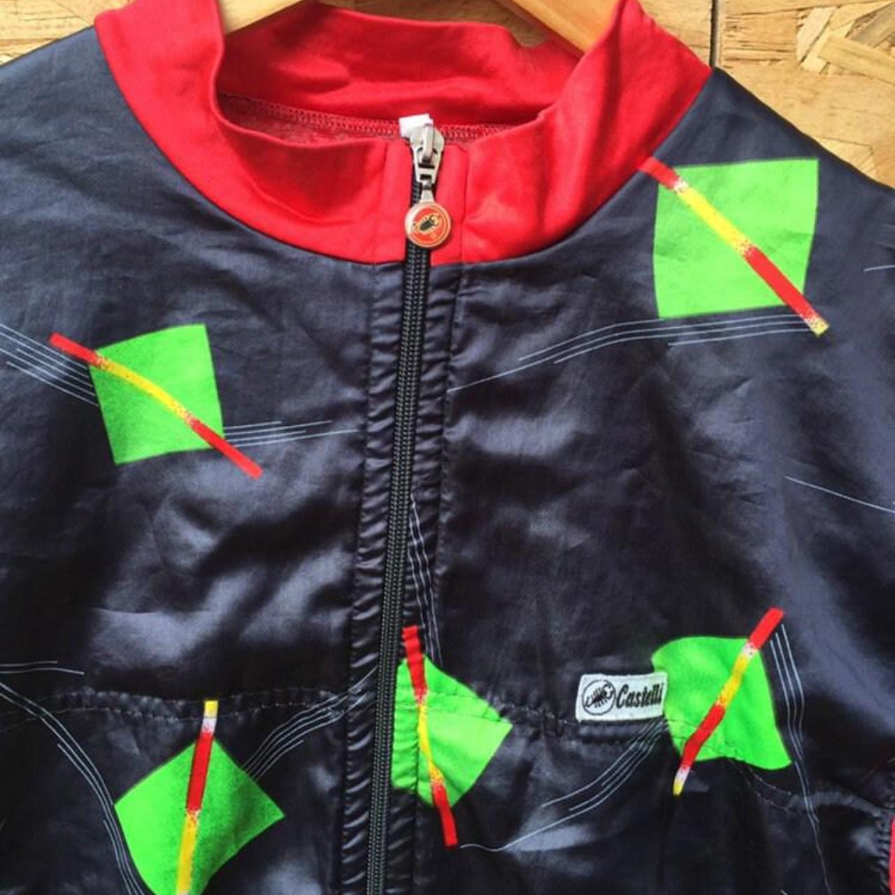 Vintage 90s high quality Castelli Italian made cycle jacket black satin green red size XL