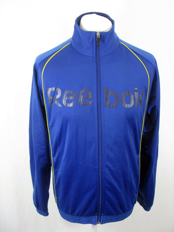 Reebok 90s Blue & Yellow Vintage Tracksuit Top Retro Jacket zip top size medium