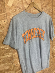 Vintage 90s Tennessee yellow spell out USA college athletics souvenir grey marl t-shirt size medium