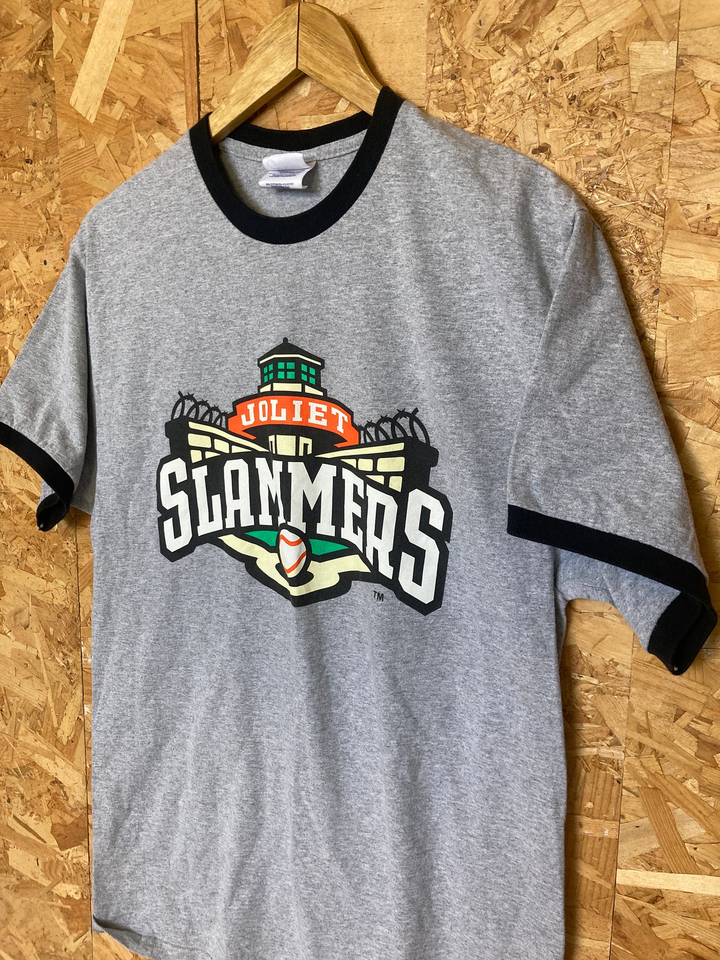 Vintage 90s Joliet Slammers Baseball team Illinois USA souvenir grey marl t-shirt size large