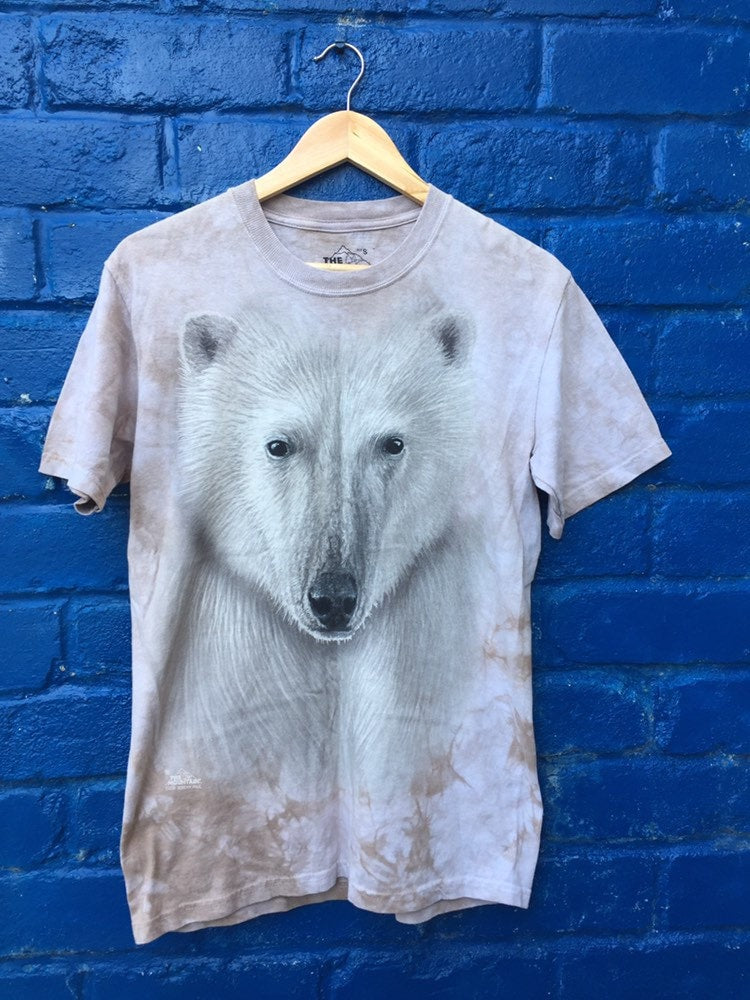 Vintage beige nature animal scene polar bear tie dye t-shirt by The Mountain size small