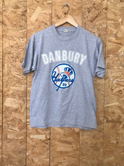 Vintage 90s USA college Danbury Football souvenir grey sports PE t-shirt  size medium