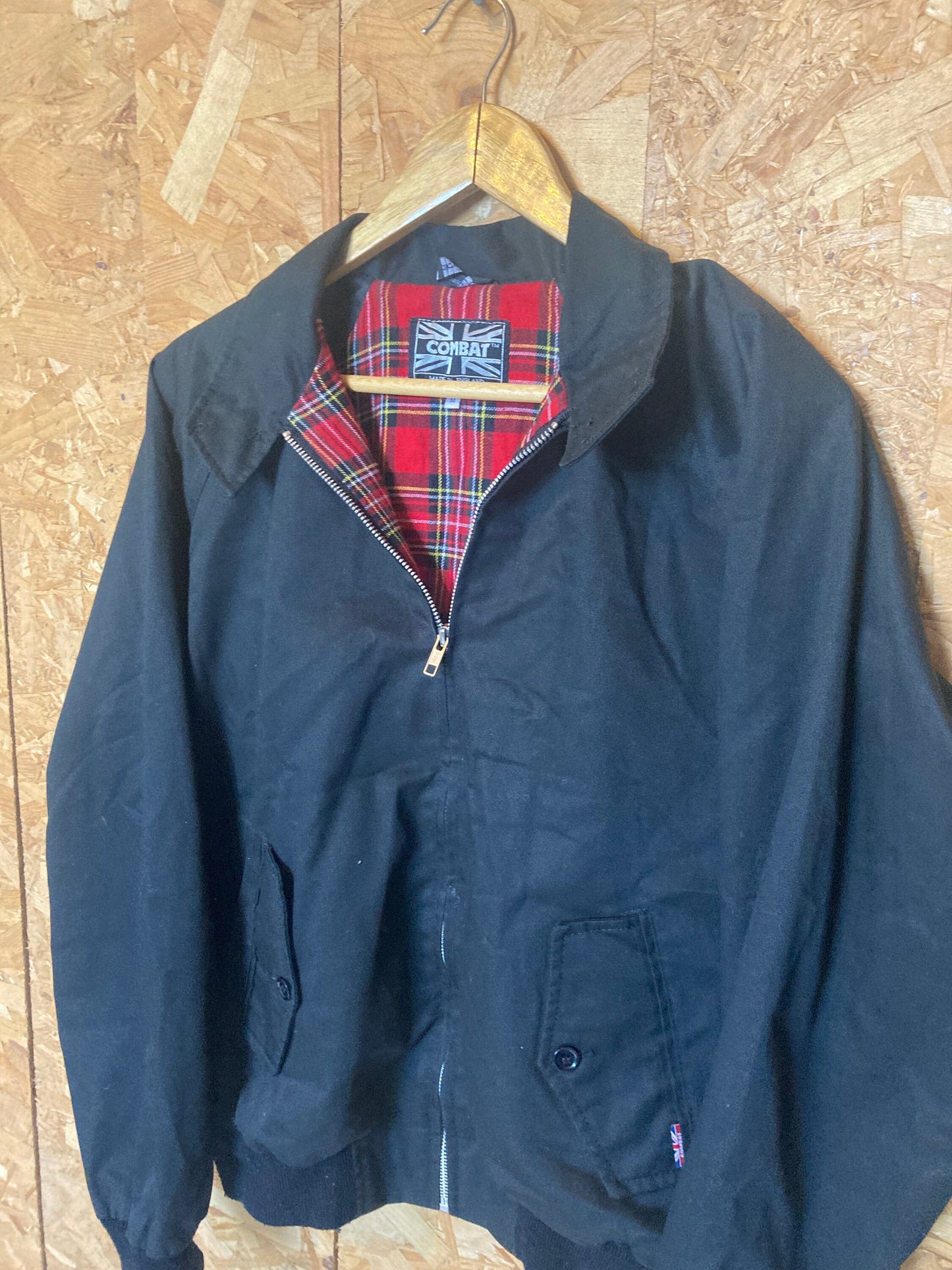 Vintage MOD soul skinhead black tartan inner British made Harrington style jacket size medium