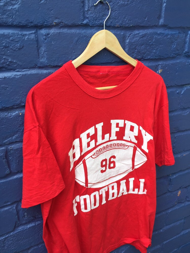 Vintage 90s Belfry Football Angry Red Enough Said 96’ University USA red t-shirt size large