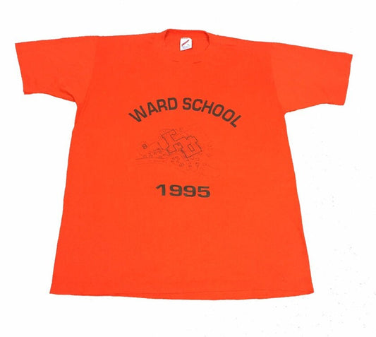 Vintage 90s Ward School 1995 leavers USA souvenir orange t-shirt size large