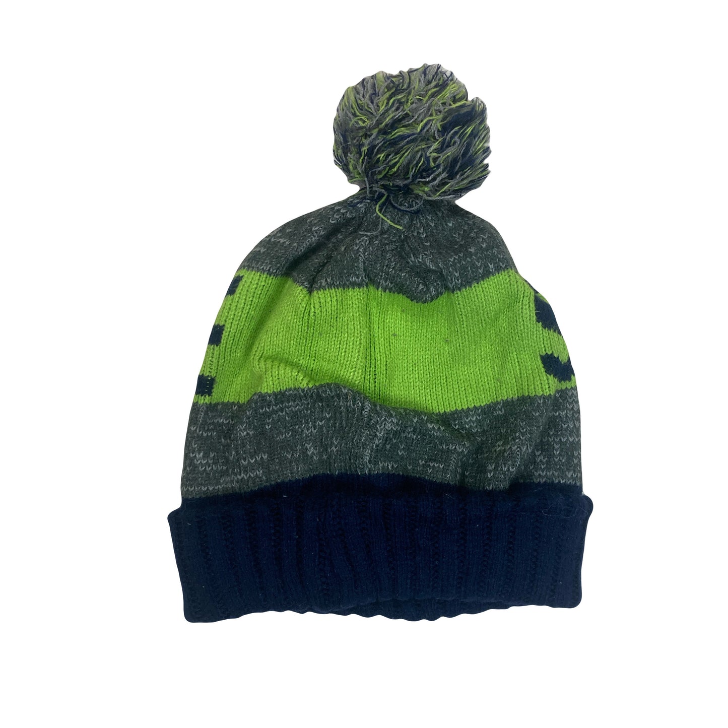 Vintage Seattle navy blue green team spell out winter beanie hat