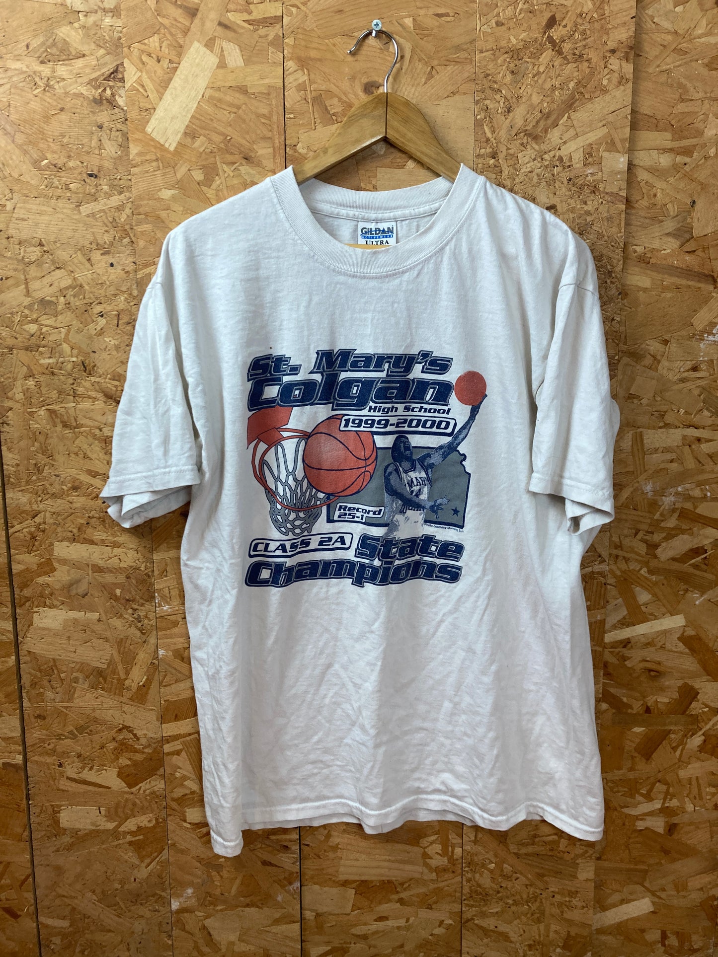 Vintage Y2K St Marys Colgan Champions basketball college souvenir t-shirt size L