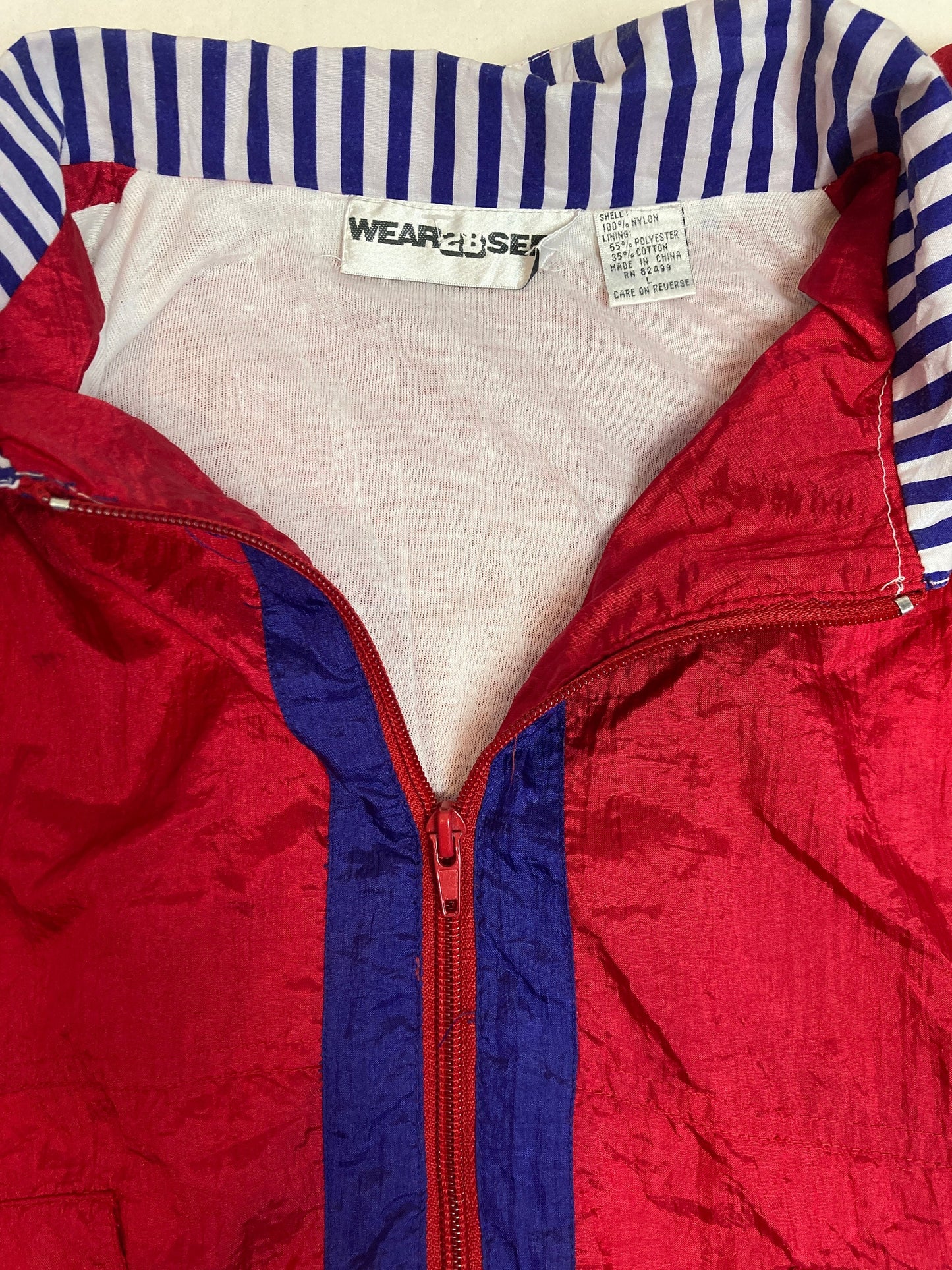 Vintage 90s red blue quirky nautical style shell track jacket windbreaker size large