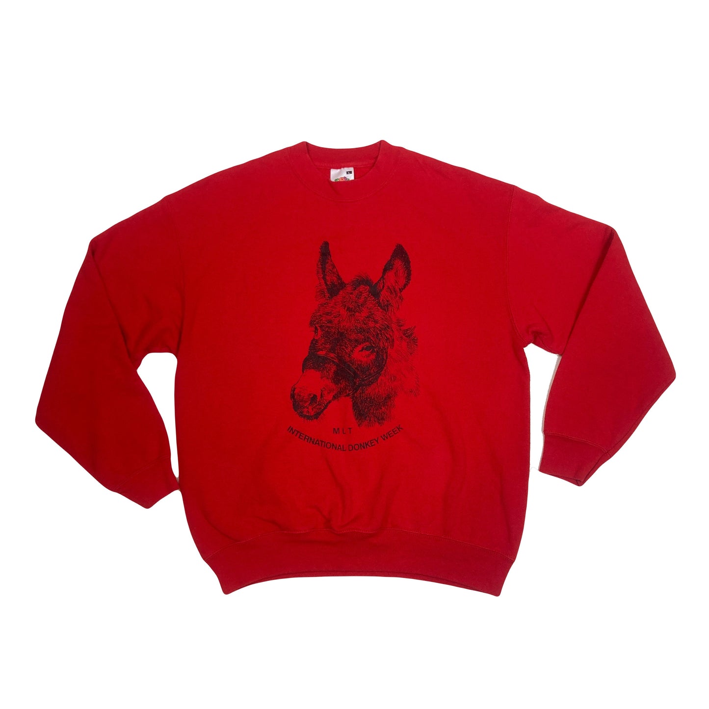 Vintage Y2K International Donkey Week MLT red crew neck sweater size large