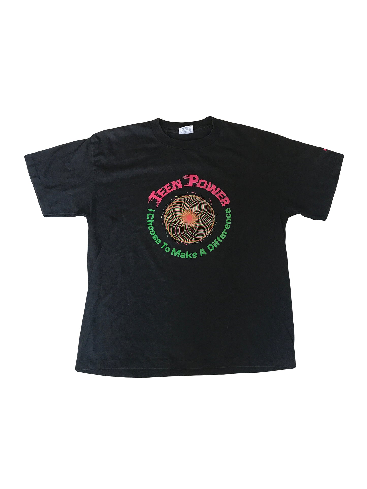 Vintage 90s rave style Teen Power - I choose to make a difference circle logo USA black souvenir t-shirt size XL