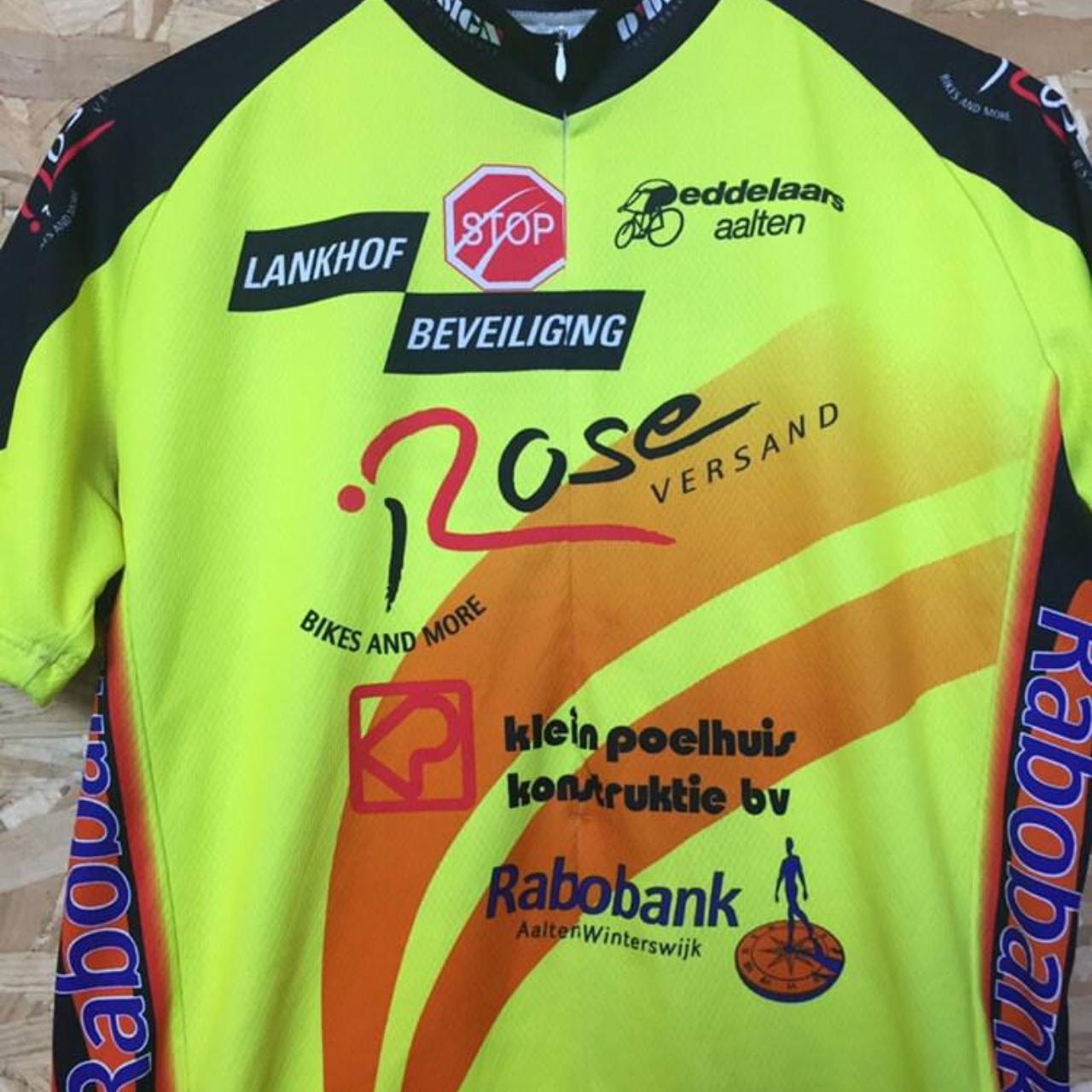 Vintage 00s Dutch Vuelta Italia Tour de France style cycle jersey neon yellow size XL