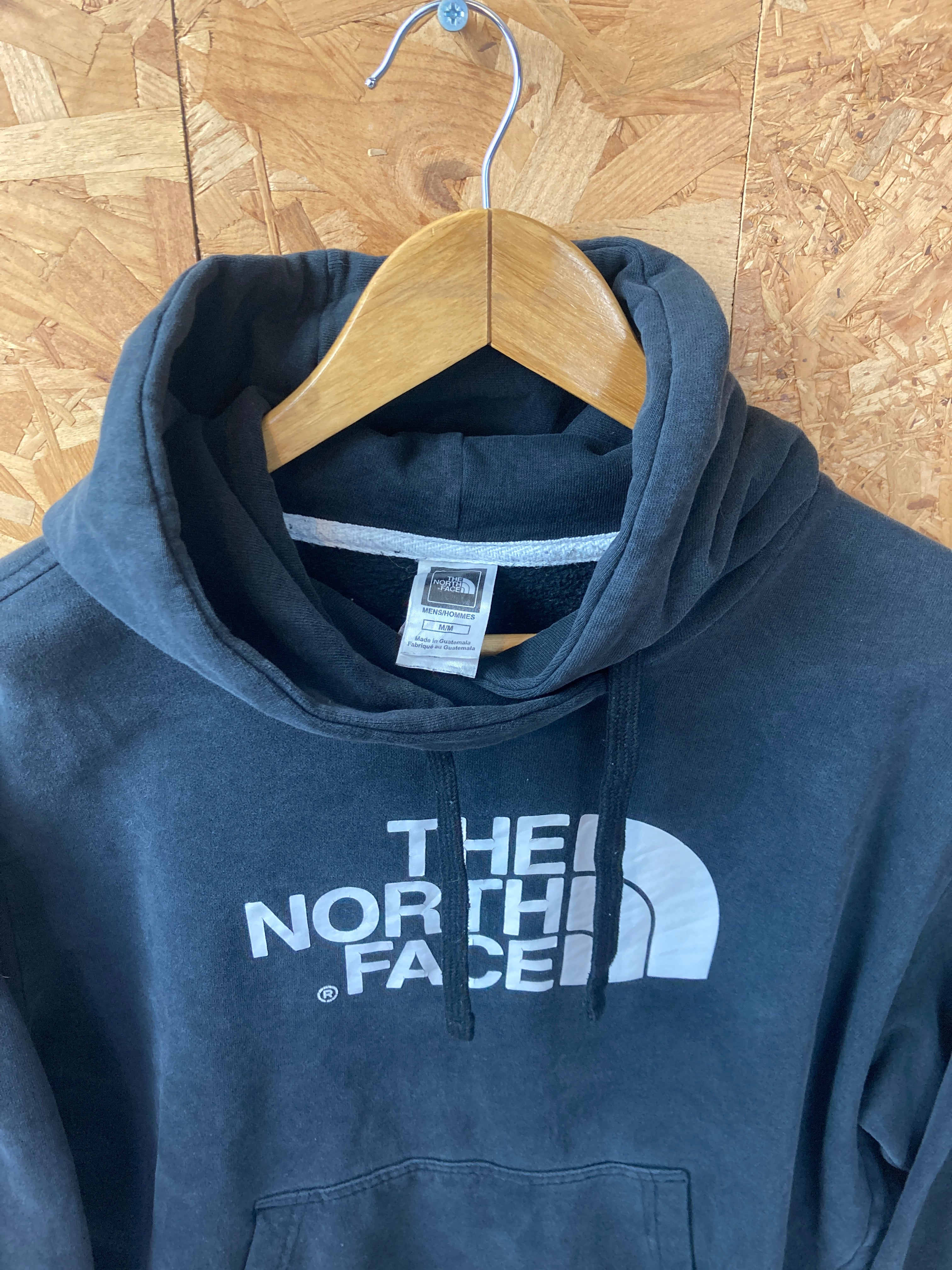 Vintage Y2K The North Face white logo on black hoodie size medium oversized fit