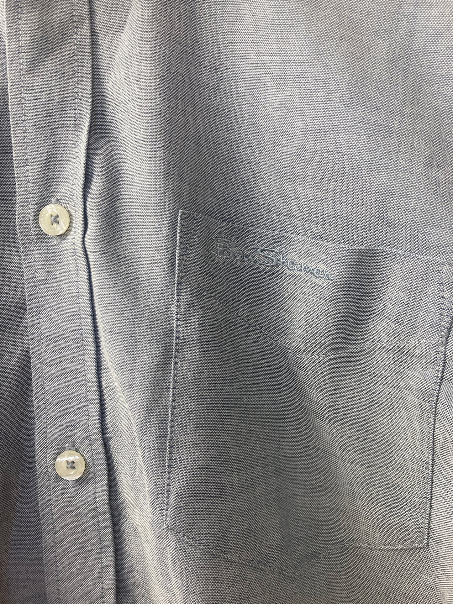 Vintage Ben Sherman mid grey muted long sleeve Mod skinhead cotton button down shirt size small