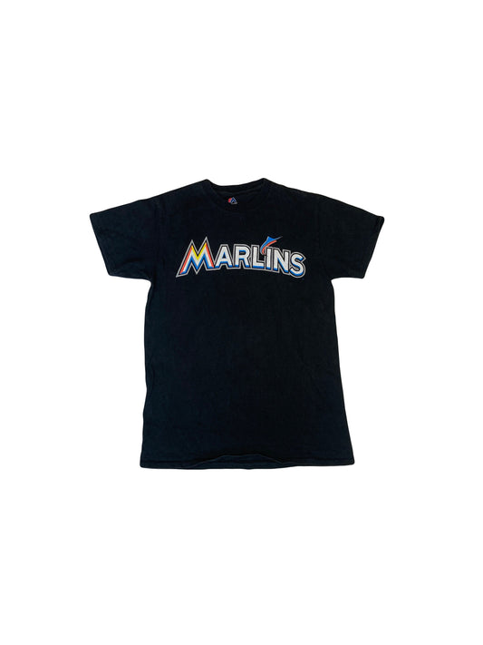 Vintage 90s Miami Marlins baseball number 2 USA black souvenir t-shirt size small by Majestic