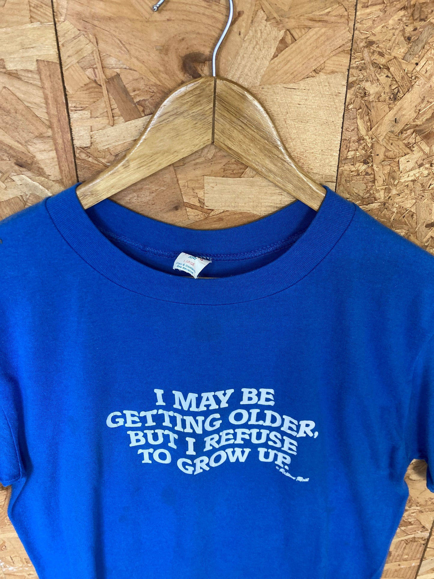 Vintage 80s Quirky “I may be getting older but I refuse too grow up” souvenir USA blue t-shirt size medium