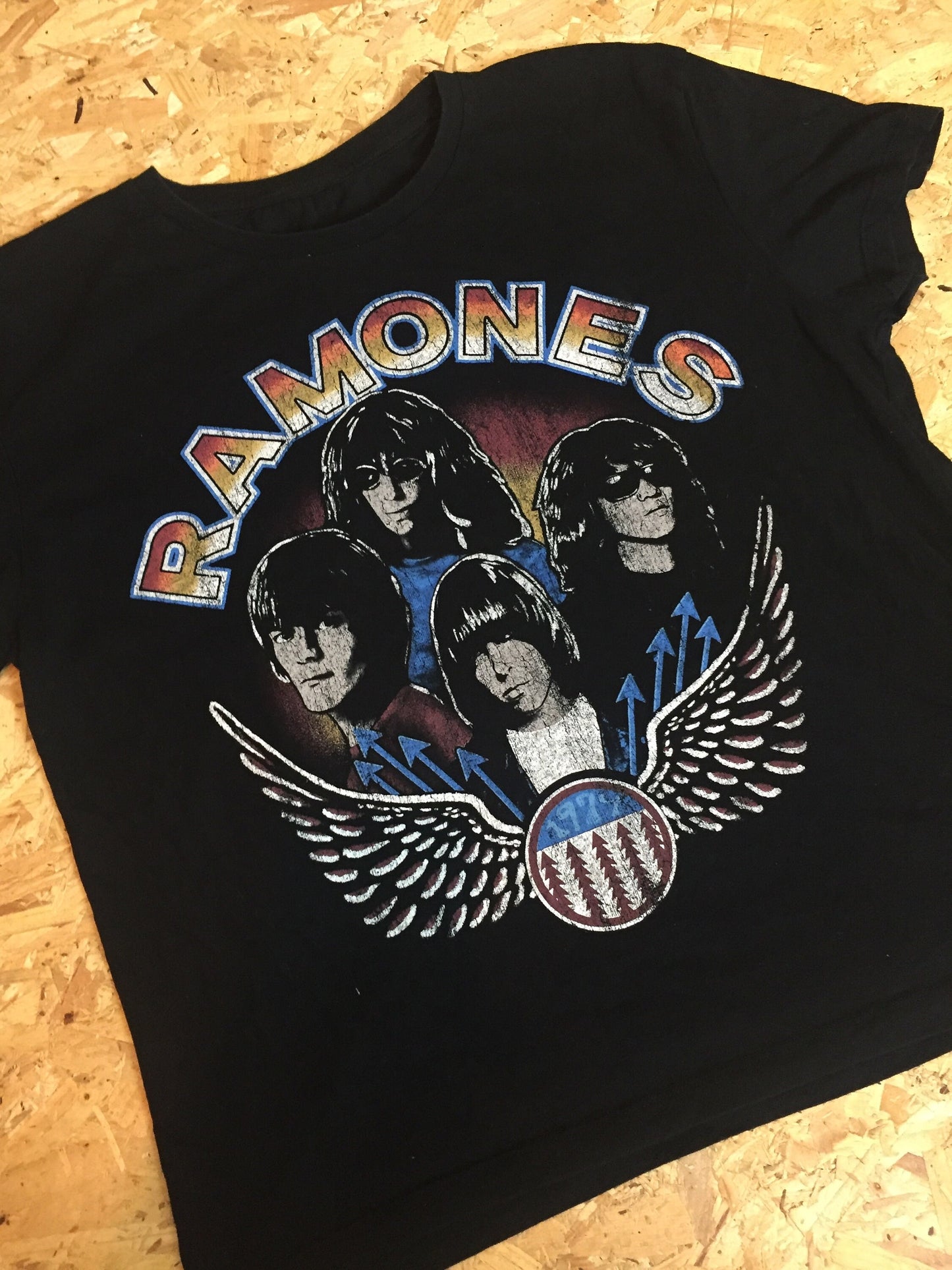 Slouchy Ramones ladies t-shirt double side print size large