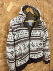 Vintage Y2K Columbia Nordic Icelandic ski pattern fine knit hooded zip cardigan size medium