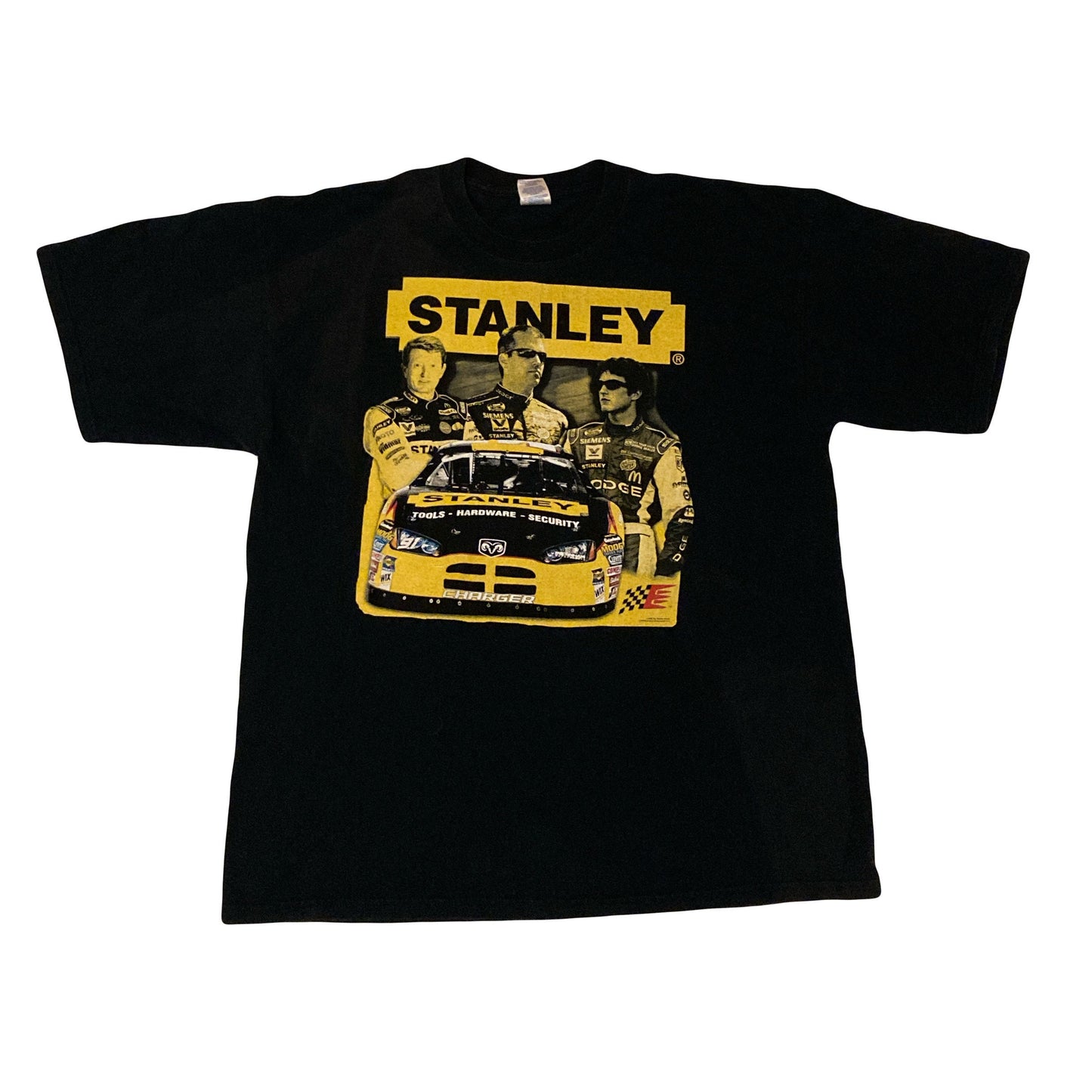 Vintage Y2K Stanley racing team dodge charger NASCAR black yellow souvenir t-shirt size XL