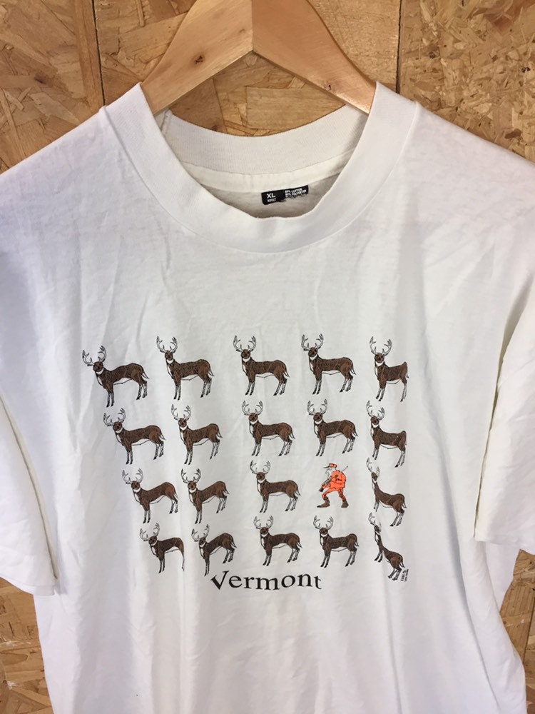 Vintage 90s Vermont Canada moose hunting white souvenir t-shirt size XL