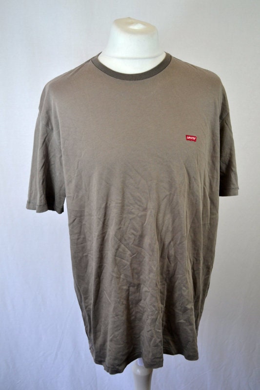 Vintage Y2K Levis drab grey olive muted green plain t-shirt size XL