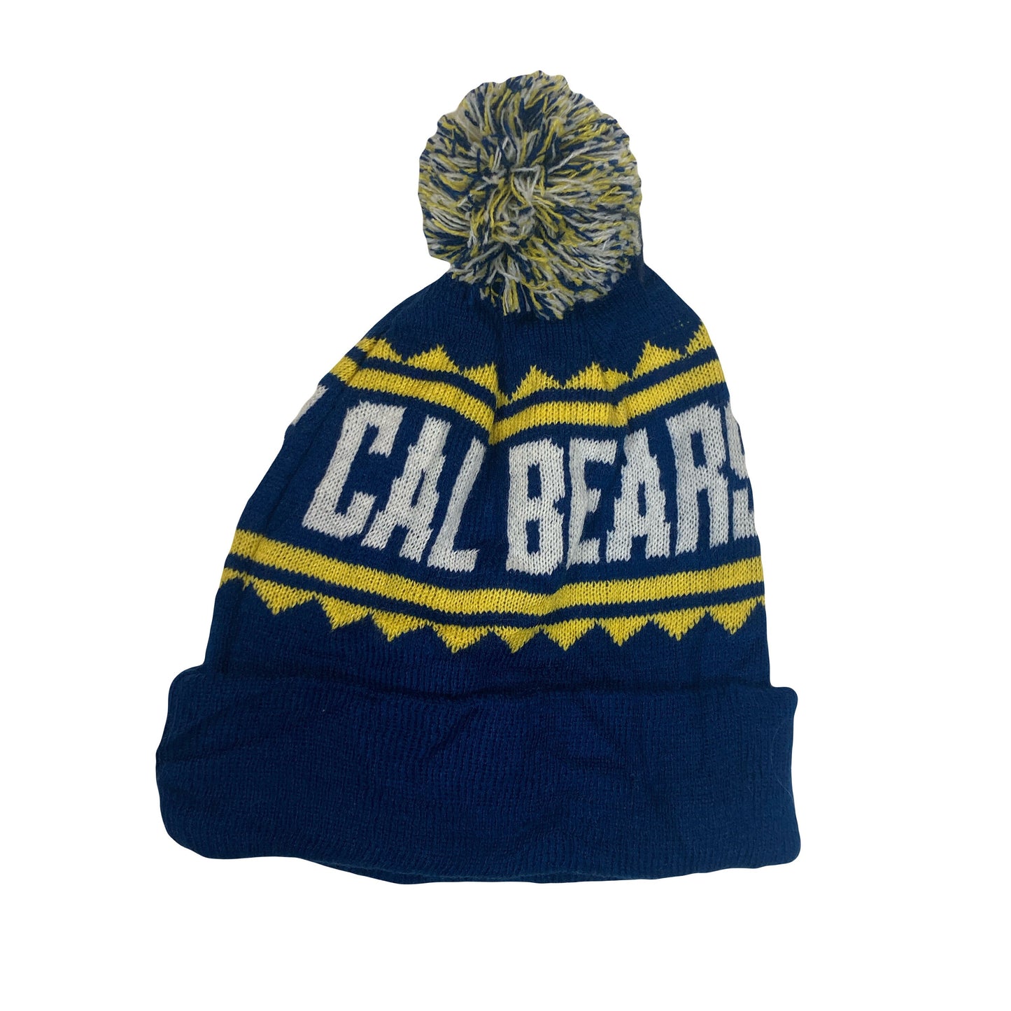 Vintage California Golden Bears football team spell out blue yellow winter beanie bobble hat