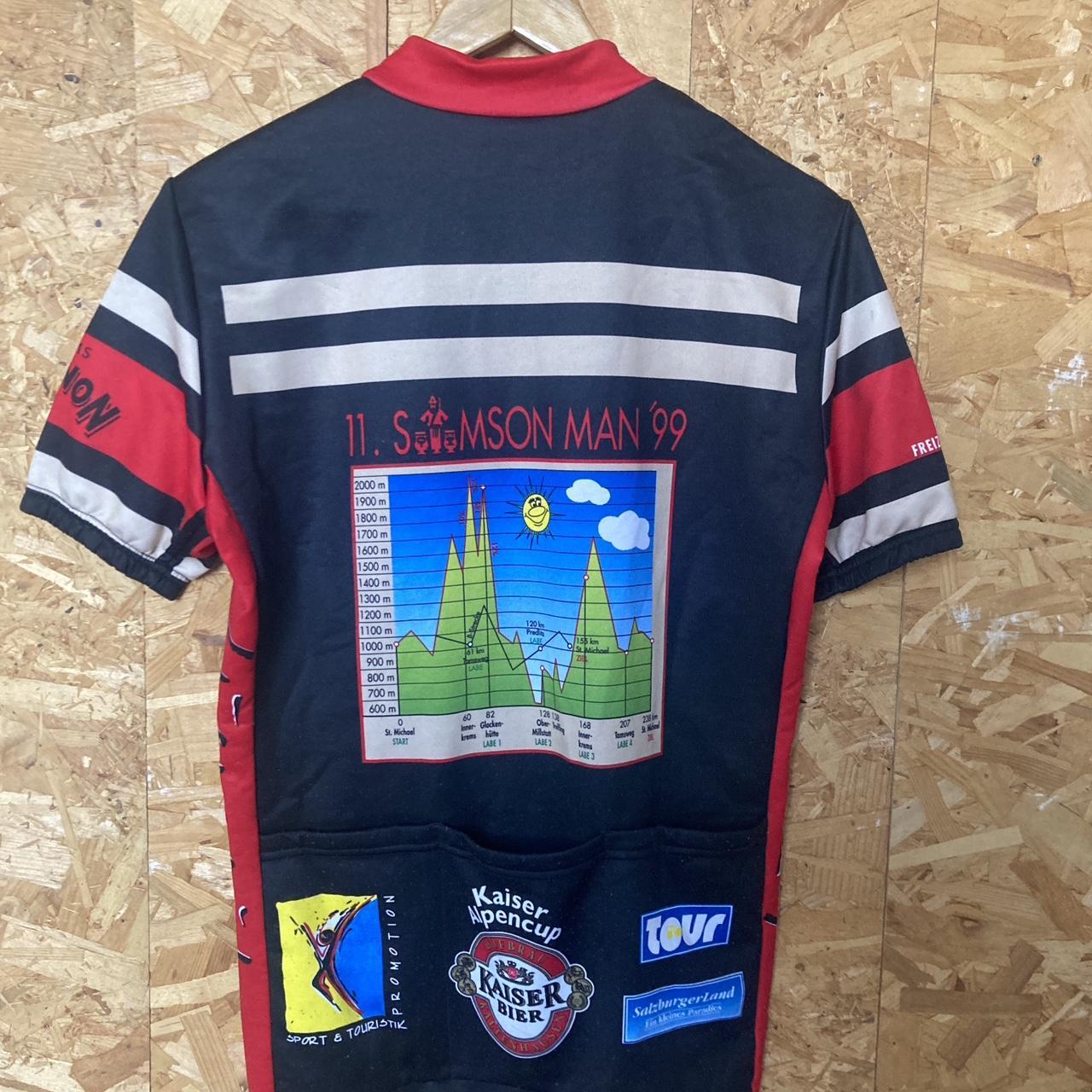 Vintage 90s German Samson Man 99 Kaiser Alpencup Tour de France retro cycle jersey red black size medium