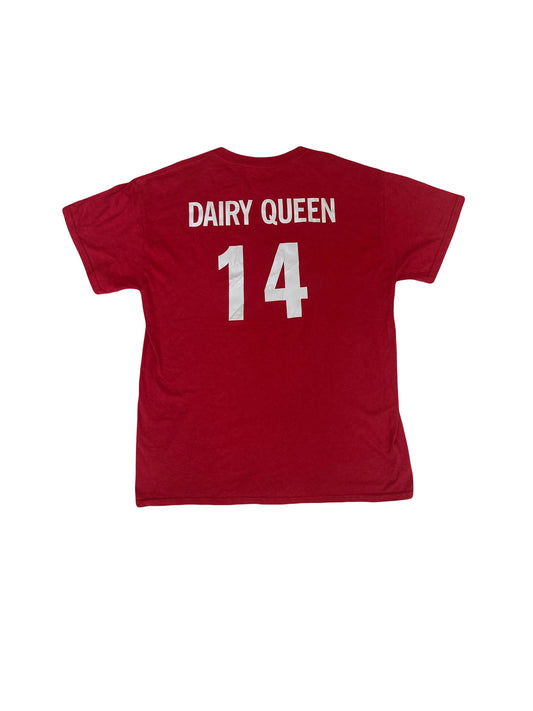 Vintage 90s 'Dairy Queen #14'  Tri-City Girls Fastpitch Softball Association souvenir quirky t-shirt size medium