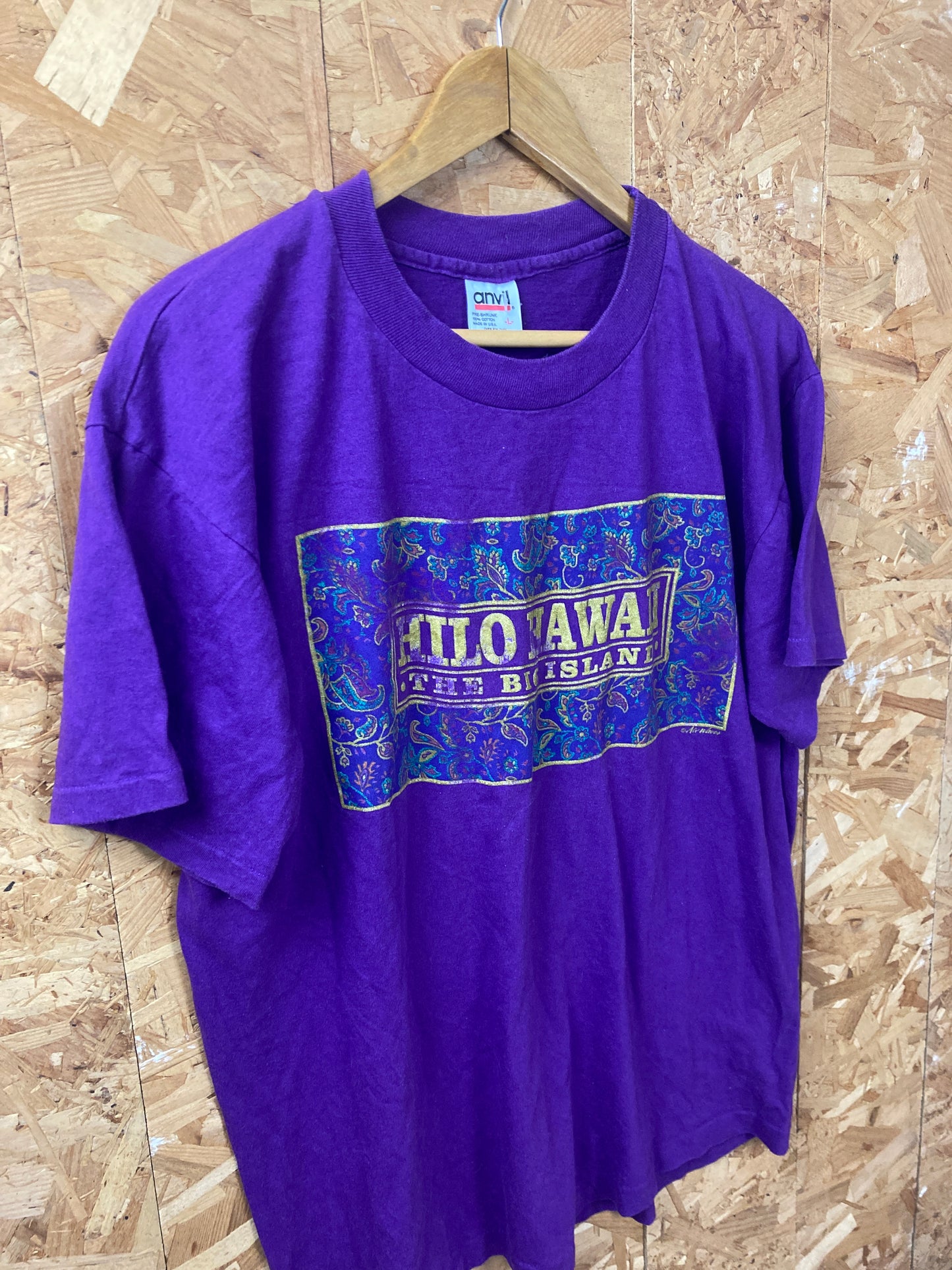 Vintage 90 purple Hilo Hawaii USA single stitch souvenir t-shirt size large