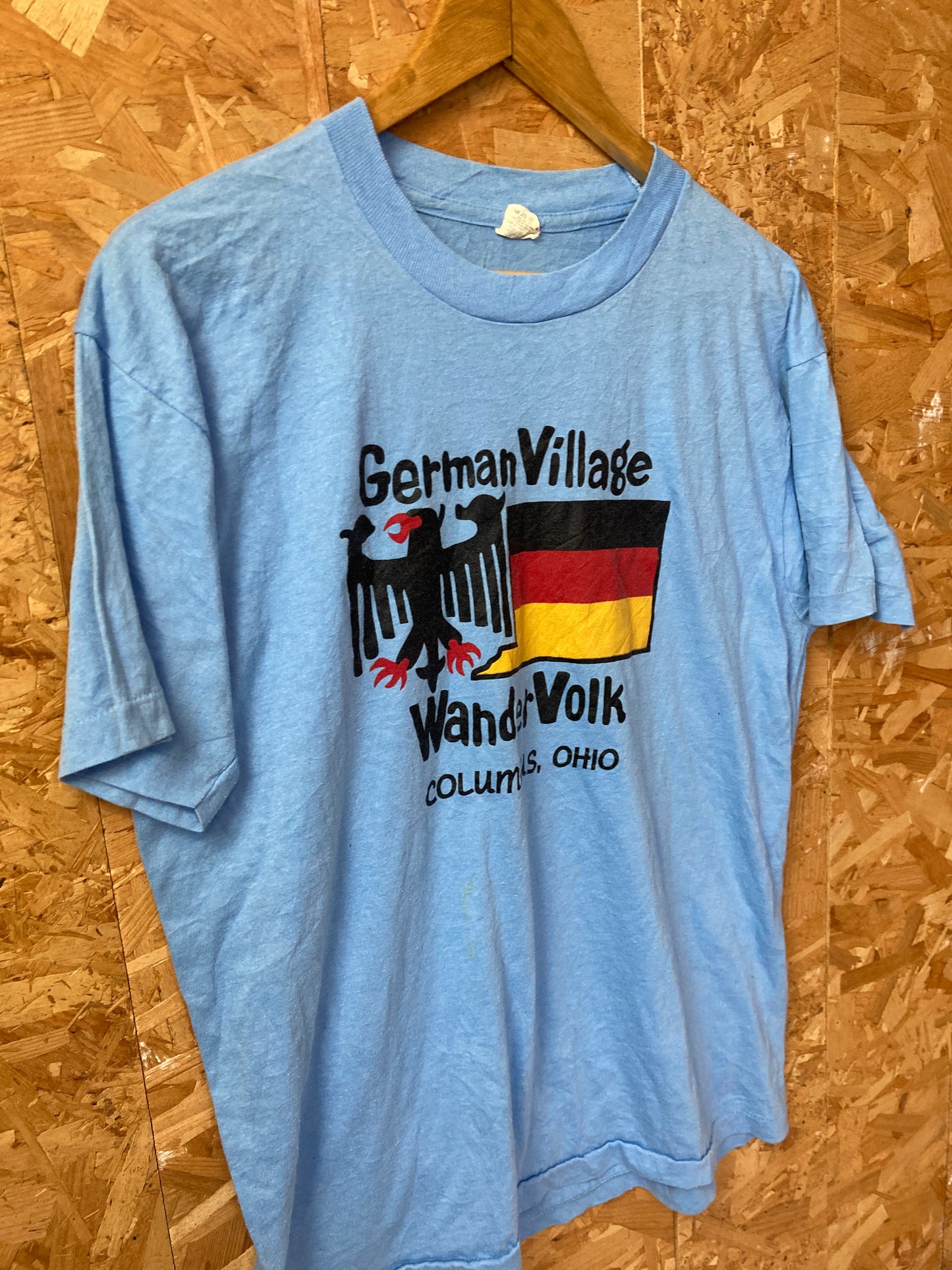 Vintage 90s blue German Village Columbus Ohio souvenir single  t-shirt size XL